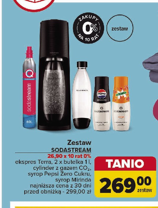 Zestaw: urządzenie do wytwarzania wody gazowanej white xmass + 2 butelki + zestaw syropów Sodastream promocja