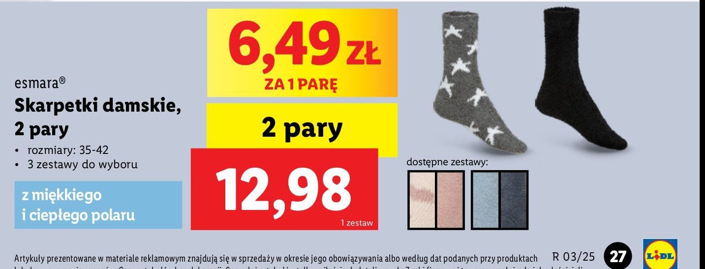 Skarpetki damskie 35-42 Esmara promocja w Lidl