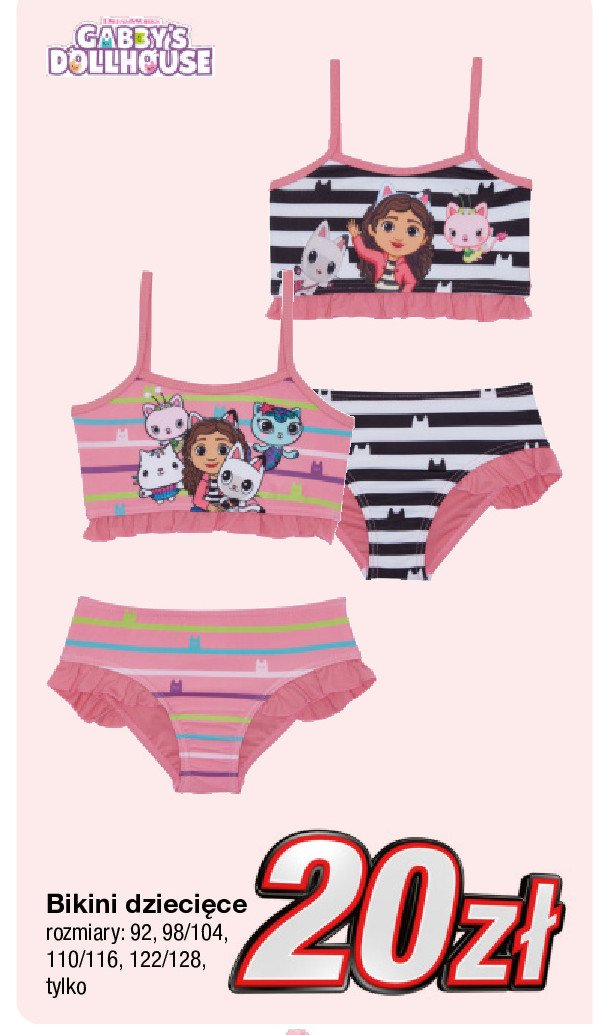 Bikini dziecięce koci domek gabi 98/104 promocja