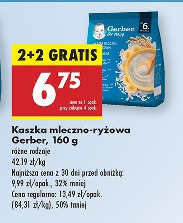 Kaszla mleczno-ryżowa Gerber promocja w Biedronka