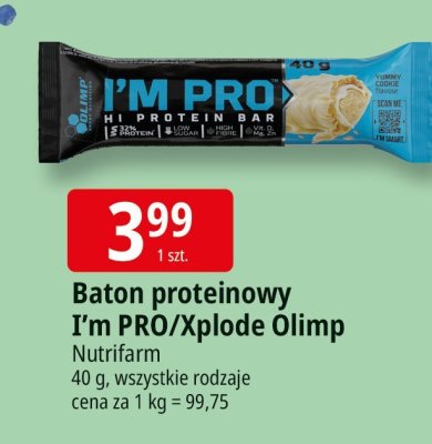 Baton proteinowy I'm PRO/Xplode Olimp Nutrifarm promocja w Leclerc