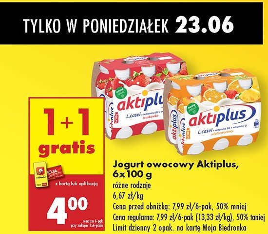 Napój probiotyczny wieloowocowy Aktiplus promocja