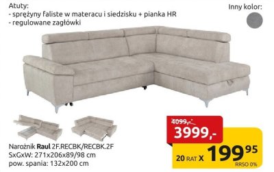 Narożnik Raul 2FRECBK/RECBK.2F promocja w Black Red White