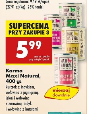Karma dla kota kurczak z indykiem Maxi natural promocja