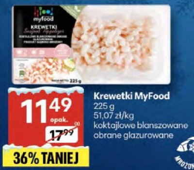 Krewetki MyFood koktajlowe blanszowane obrane glazurowane promocja w Delikatesy Centrum