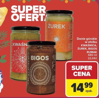 Danie górskie w słoiku KWAŚNICA, ŻUREK, BIGOS RUMAK promocja w Carrefour Market