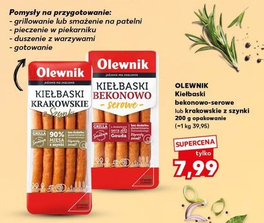 Kiełbaski krakowskie z szynki Olewnik promocja w Kaufland