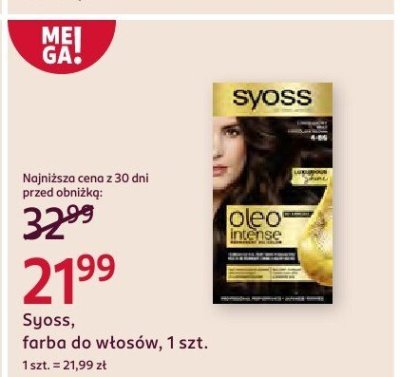Farba do włosów Syoss, 1 szt. promocja w Rossmann