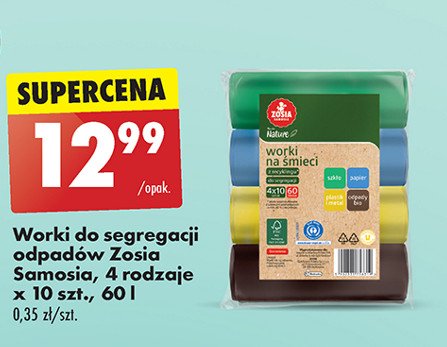 Worki do segregowania śmieci 60 l Zosia samosia promocja w Biedronka