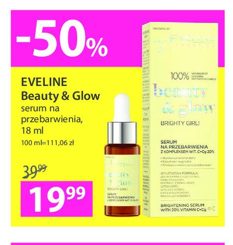Serum na przebarwienia z kompleksem witaminy c+cg 20% Eveline beauty & glow promocje