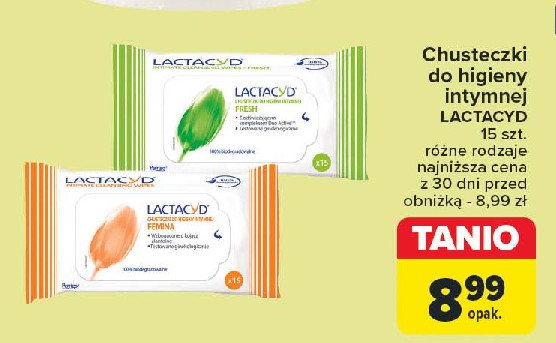 Chusteczki do higieny intymnej Lactacyd fresh promocja