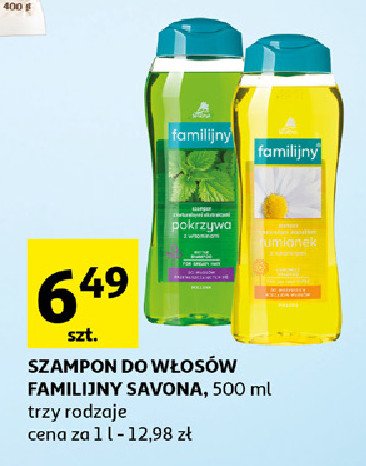 Szampon do włosów rumiankowy z witaminami Familijny savona promocja