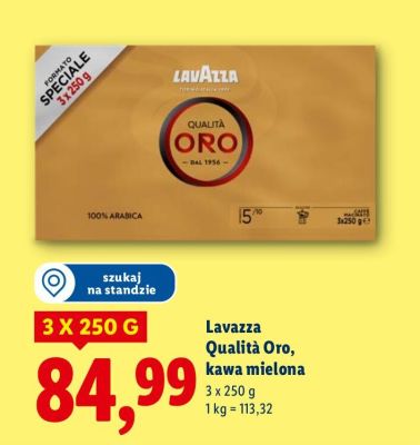 Kawa mielona Lavazza Qualità Oro 3 x 250 g promocja w Lidl