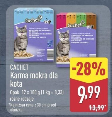 Karma mokra dla kota CACHET różne rodzaje promocja w Aldi