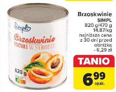 Brzoskwinie połowki w syropie Simple promocja w Carrefour Market