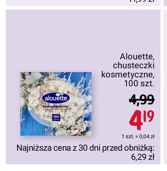 Chusteczki kosmetyczne z recyklingu Alouette promocja