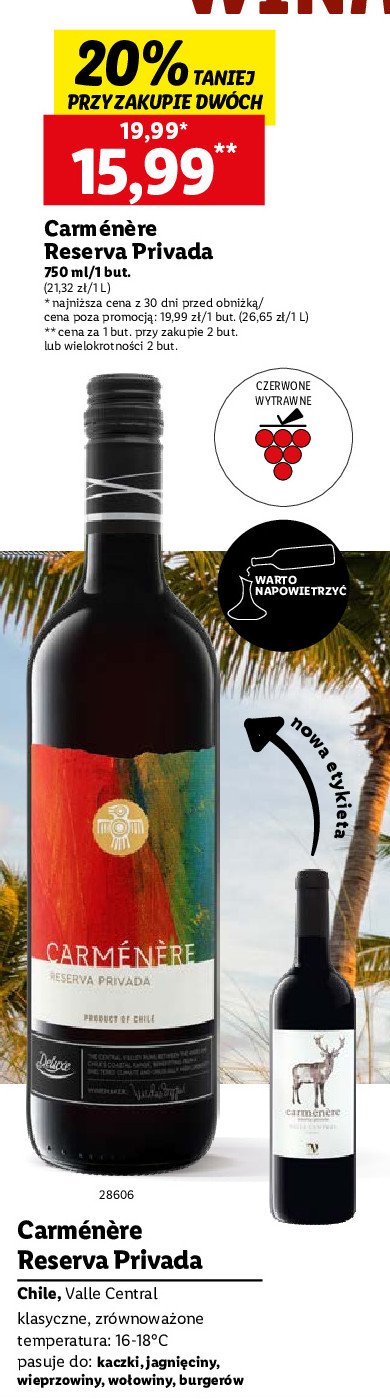 Wino Deluxe carmenere reserva privada promocja