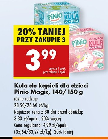 Kula musująca do kąpieli z zabawką dinozaur Pinio magic promocja w Biedronka