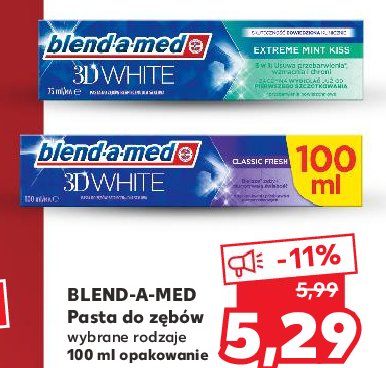 Pasta do zębów łagodna mięta Blend-a-med 3d white promocja