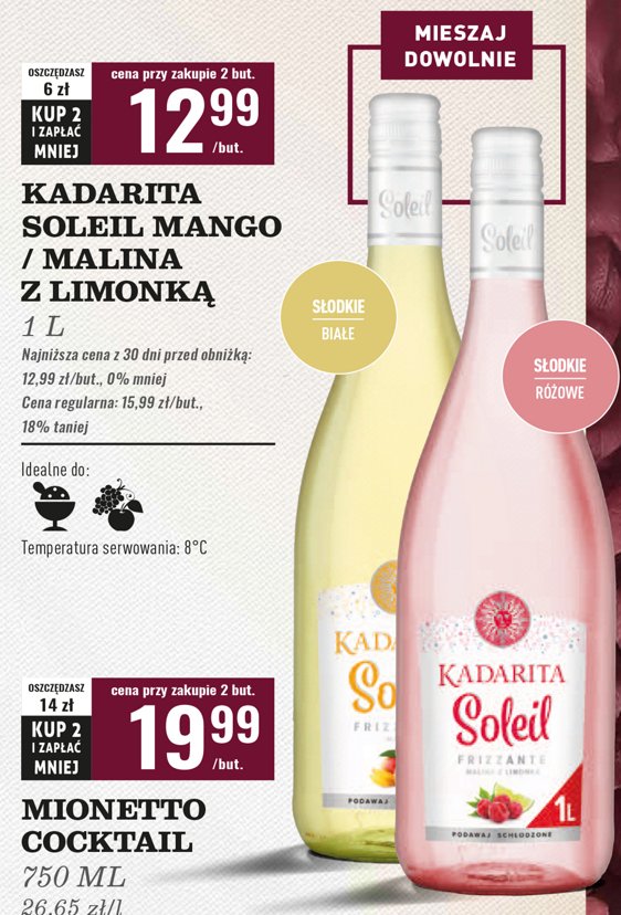 Wino Kadarita soleil frizzante malina z limonką promocja w Biedronka