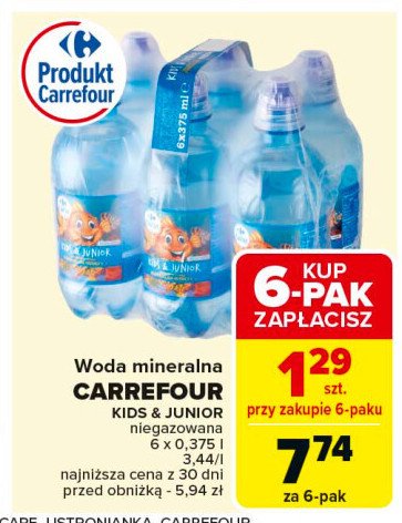 Woda niegazowana Carrefour kids promocja