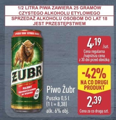 Piwo Żubr promocja w Aldi