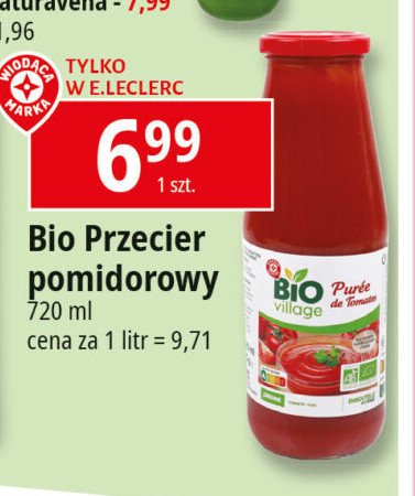 Przecier pomidorowy Wiodąca marka bio village promocja w Leclerc