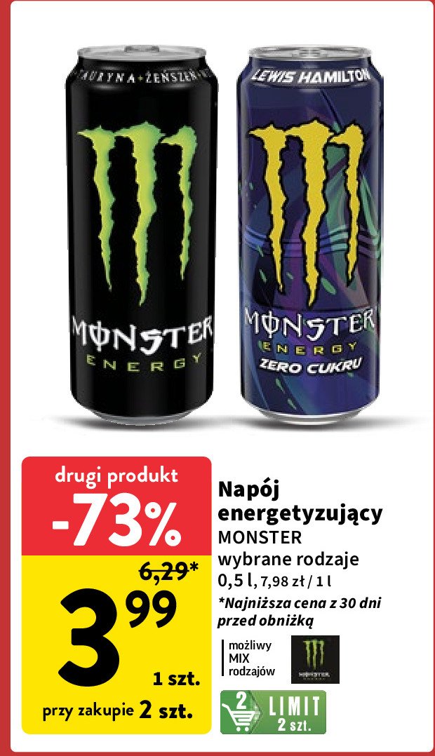 Napój energetyczny Monster energy classic promocja w Intermarche