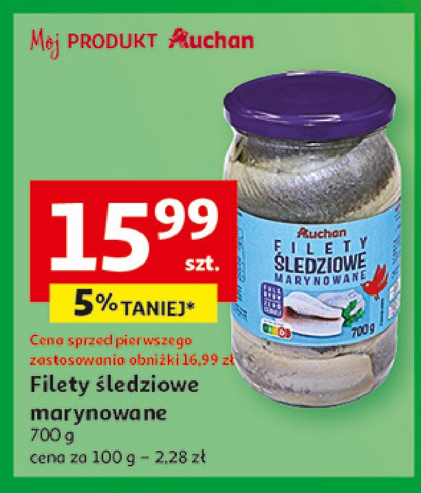 Śledzie marynowane Auchan różnorodne (logo czerwone) promocja