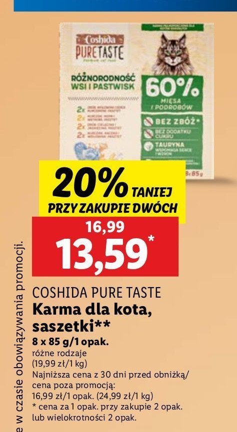 Karma dla kota różnorodność wsi i pastwisk Coshida pure taste promocja