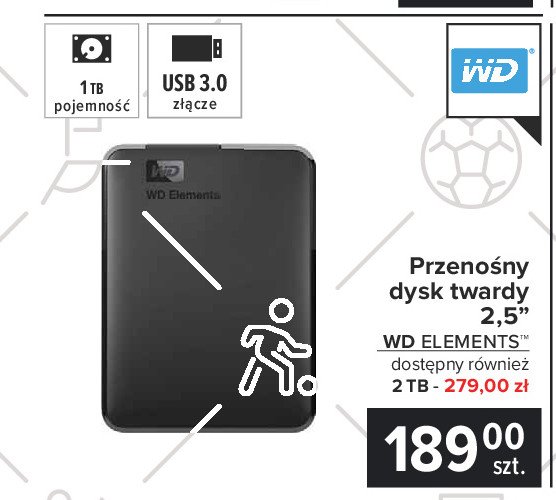 Dysk se ext portable usb 3.0 1 tb Wd elements promocja
