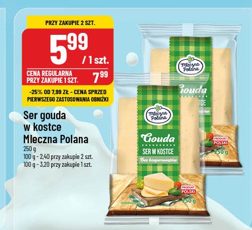 Ser gouda kostka Mleczna polana promocja w POLOmarket