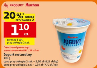 Jogurt naturalny Auchan promocja w Auchan