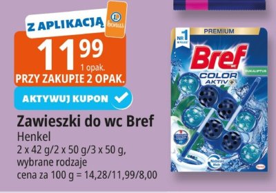 Zawieszki do WC Bref Color Aktiv+ Eucalyptus promocja w Leclerc
