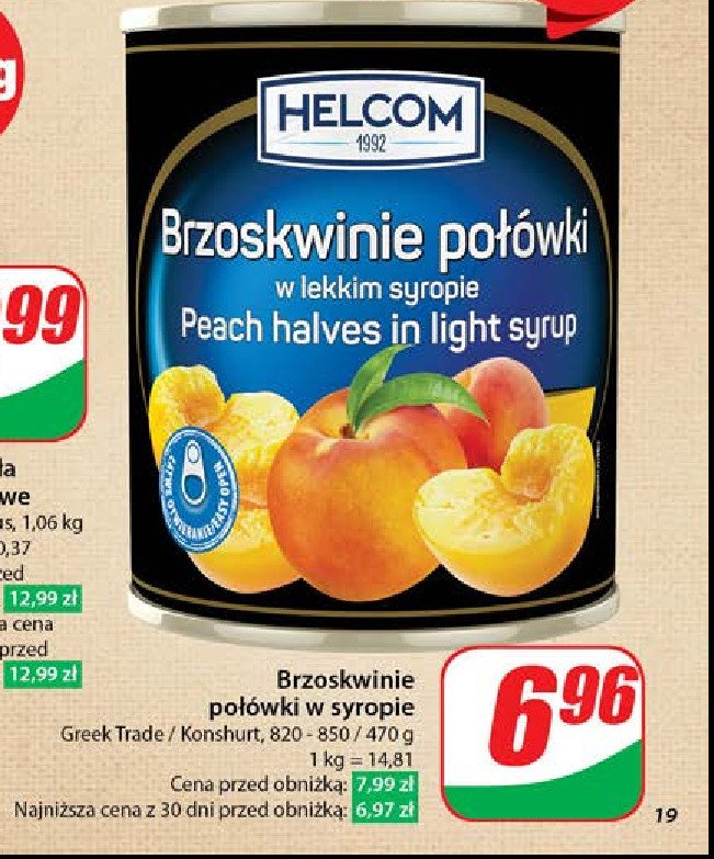 Brzoskwinie połówki Helcom promocja