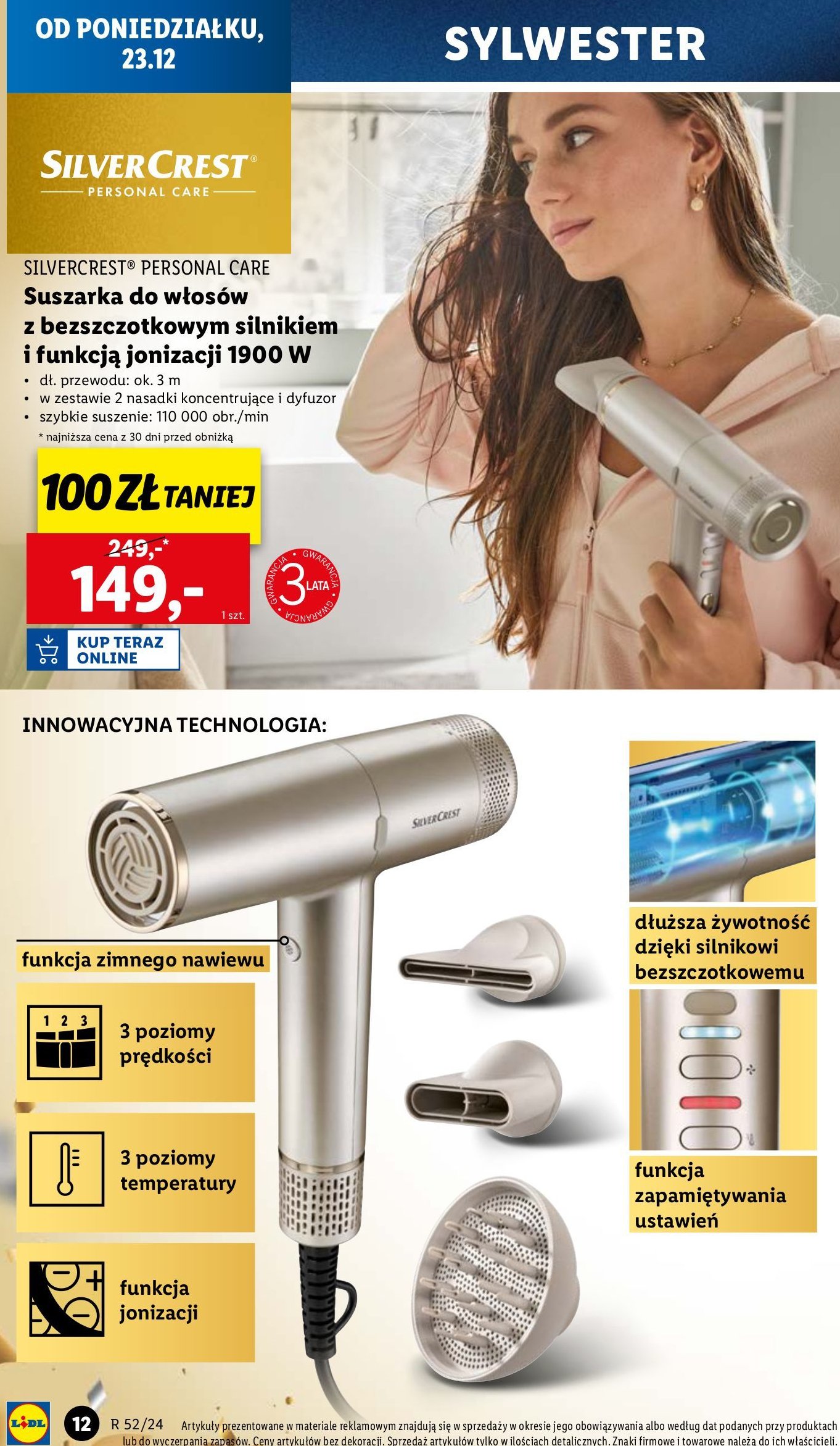 Suszarka z jonizacją 1900 w Silvercrest promocja w Lidl