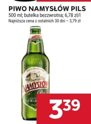 Piwo Namysłów Pils butelka bezwrotna promocja w Stokrotka