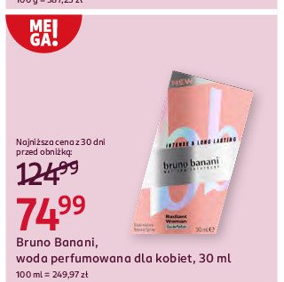 Woda perfumowana Bruno banani radiant woman promocja w Rossmann