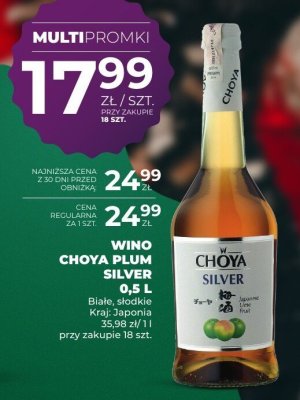Wino Choya Plum Silver 0,5 L promocja w Duży Ben