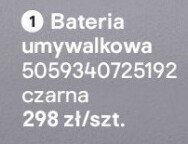 Bateria umywalkowa czarna promocja w Castorama