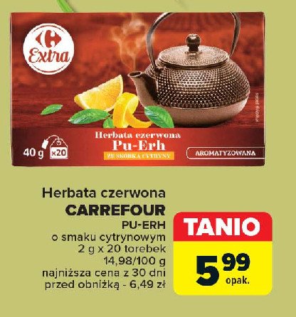 Herbata pu-erh cytrynowa Carrefour promocja