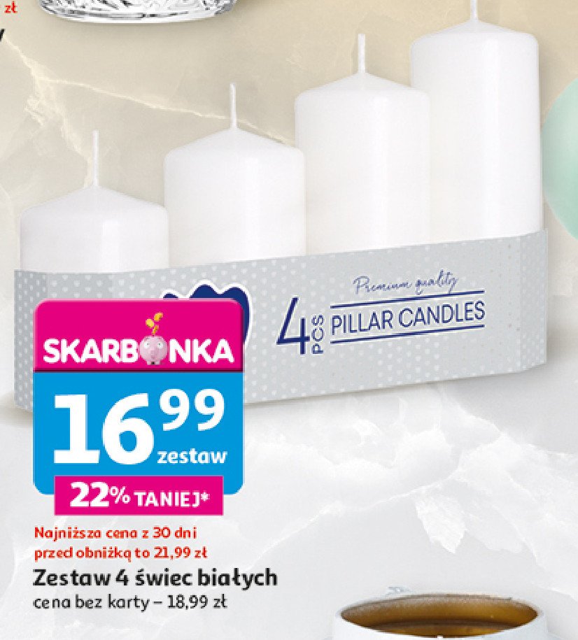Świeca stołowa biała promocja w Auchan