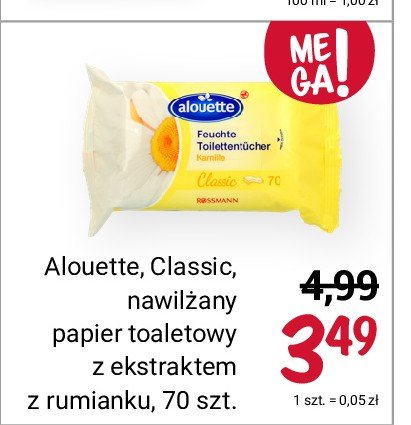 Papier toaletowy nawilżany rumiankowy Alouette promocja