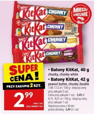 Baton KitKat, 42 g peanut butter, chunky double promocja w Twój Market