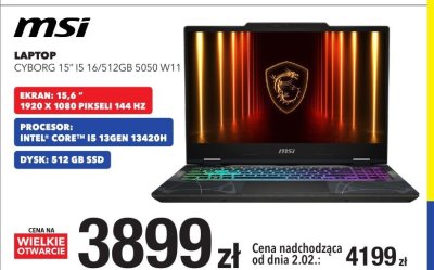 Laptop  CYBORG 15 I5 16/512GB 5050 W11 promocja w RTV EURO AGD