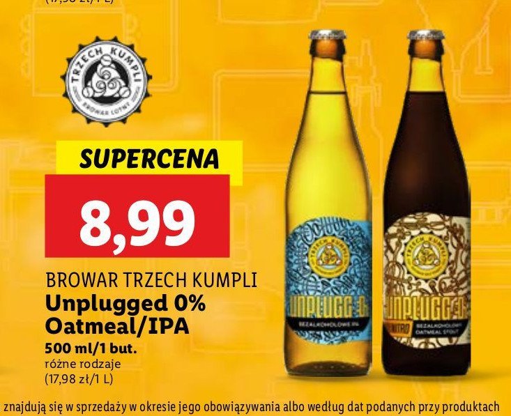 Piwo Trzech kumpli unplugged citrus apa promocja w Lidl