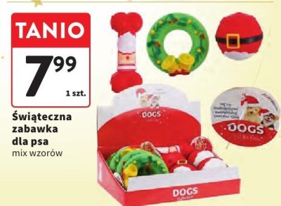 Świąteczna zabawka dla psa mix wzorów promocja w Intermarche