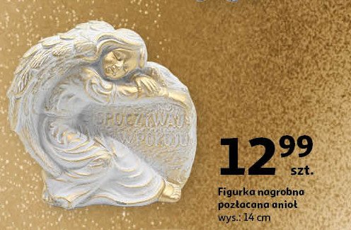 Fugurka nagrobna anioł pozłacany 14 cm promocja