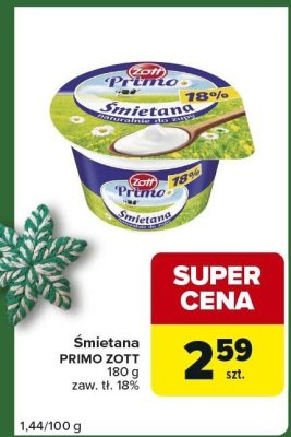 Śmietana Primo 18% 180 g promocja w Carrefour Express