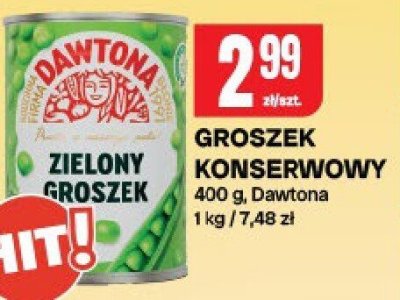 Groszek konserwowy zielony Dawtona promocja w Chorten
